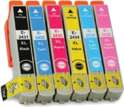 Produktbild von 1 Set kompatible Tintenpatronen T24 XL - 6 Druckerpatronen in XL Füllmenge für Epson Expression Photo XP-55, 750, 760, 850, 860, 950, 960, 970