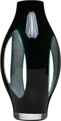 Produktbild von INNA-Glas Glas Vase Prospero mit Sichtfenstern, grün-klar, 40 cm, Ø 21 cm - Farbige Vase