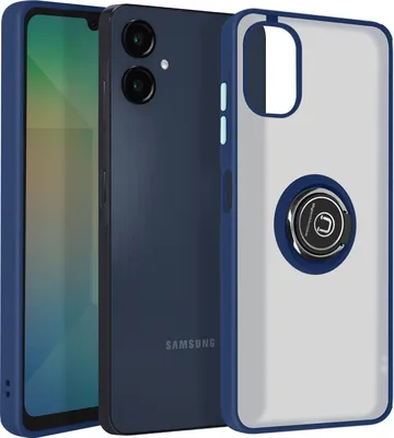 Image de Avizar, coque de téléphone pour Samsung Galaxy A06 avec anneau métallique et support pour caméra, bleu nuit