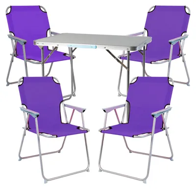 Produktbild von 5-teiliges Campingmöbel Set Alu L70xB50xH59cm lila
