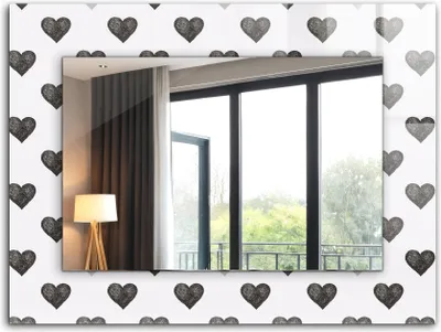 Produktbild von Bedruckter Spiegel - Wandspiegel - Dekorativer - Modern - 80x60 cm - Schwarzes Herzmuster