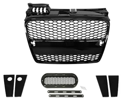 Kühlergrill Sportgrill Waben Gitter Schwarz Glanz PDC für Audi A4 B7 8E 04-09 – Produktansicht