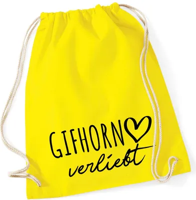 Produktbild von Huuraa Turnbeutel Gifhorn verliebt 12 Liter Yellow Baumwolle Rucksack Geschenkidee