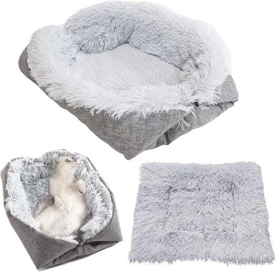 Produktbild von Kuschelbett 2in1, Faltbar, Waschbar, Bequem & Warm, Quadratisch