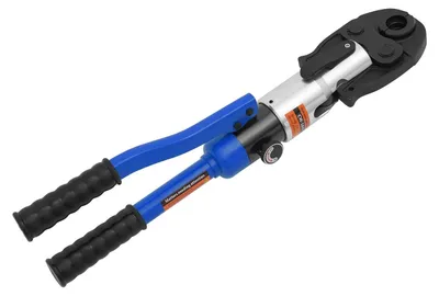 Produktbild von Hydraulische Press-/Crimpzange für Rohre - Handhydraulisches Presswerkzeug - 9 Pressbacken M12/15/18/22/28 TH16/20/26/32 - Für Alu-Verbundrohr - Blau