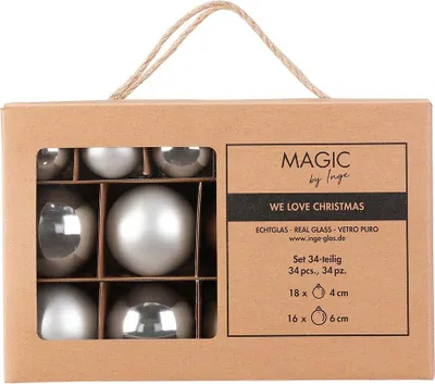Produktbild von Weihnachtskugeln 34 Stk 4,6 cm Frosty Silver