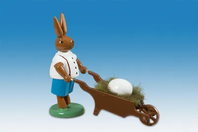 Produktbild von Osterdekoration Osterhase mit Schubkarre und Ei Höhe 7,5cm NEU