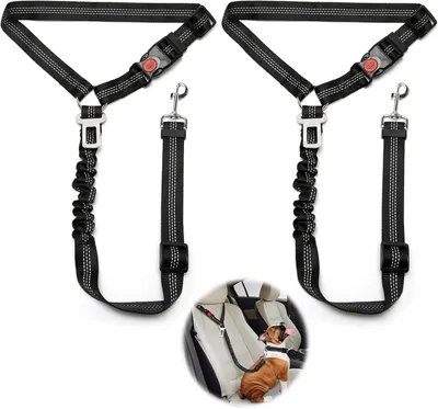 Imagen del producto de Arnés de seguridad para perros, ajustable, 2 unidades, con acolchado elástico, para automóvil