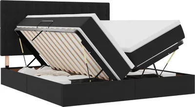 Produktbild von vidaXL Bett mit LED-Lichtleisten Schwarz 180 x 200 cm Samt