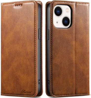 Immagine prodotto di Per iPhone 14 Suteni J02 Custodia in pelle portafoglio in cera d'olio (marrone)