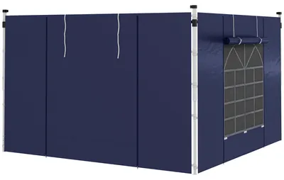 Obrázek produktu pro Outsunny 2 boční stěny pro altán 3x3/3x6 m s oknem a dveřmi, modré