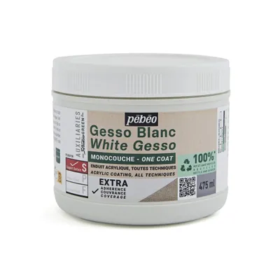 Produktbild von Pebeo Studio Green Einschichtiges Gesso, Weiß, 475 ml