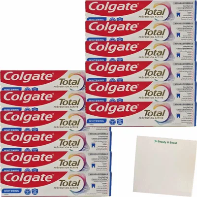 Produktbild von Colgate Total Whitening Zahnpasta 12er Pack (12x75ml Tube) + usy Block
