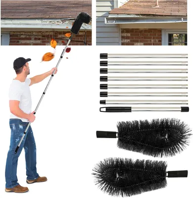 Produktbild von Dachrinnenreinigungsbürste, 310CM Dachrinnenreiniger mit Teleskopstange zur Reinigung Von Blättern, Schmutz und Bösen, Schwarz