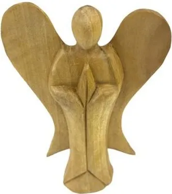 Produktbild von Engel handgeschnitzt aus Krokodil-Wood, Holz-Engel, Grösse:15 cm