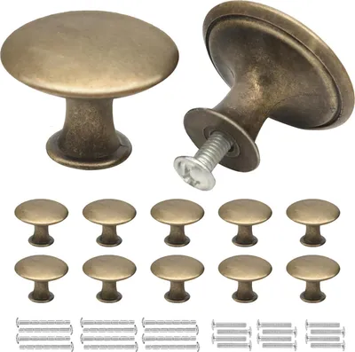 Productafbeelding van Vintage meubelknoppen 30 mm, bronskleurig, 10 stuks, voor meubels, retro deurknoppen