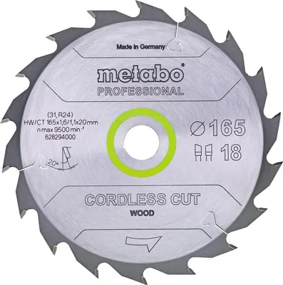 Image de Metabo CordlessCutProf 165x20 36WZ 15°, 628295000