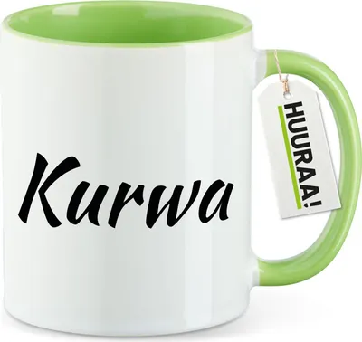 Produktbild von Huuraa Kaffeetasse Kurwa Polnisch 330ml Grün Keramik Kaffeebecher Geschenkidee