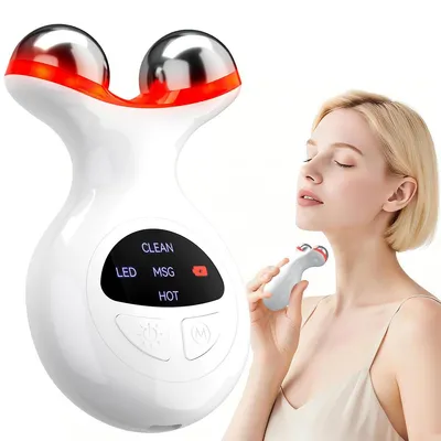 Produktbild von Mikrostrom Gesichtsgerät mit LED & Rotlicht, V-Gesicht Massagegerät, Anti-Falten, Hautstraffung, Tragbar, Heimgebrauch