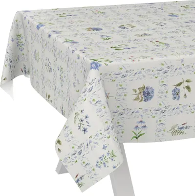 Produktbild von Tischdecke Floral Blumenkaro Blau 100x140cm Schnittkante Wachstuch abwaschbar