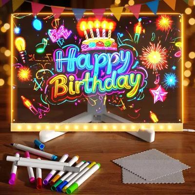 Produktbild von LED-Schreibtafel mit 7 Farben – 11,8 x 7,9 Zoll leuchtendes Whiteboard, Acryl-Schreibtafel zum Trockenlöschen für Kinder, Zuhause, Schule, Büro