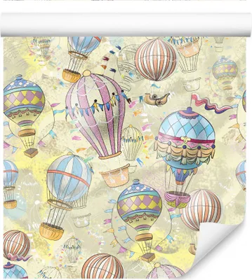 Immagine prodotto di rotolo di VLIES WALLPAPER da 10 m per l'asilo nido, con motivo di palloncini in cielo, XXL