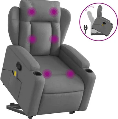 Produktbild von vidaXL Massagesessel mit Aufstehhilfe Dunkelgrau Stoff