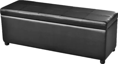 Image de Banc de rangement long en PVC 116 x 44 x 39 cm Noir