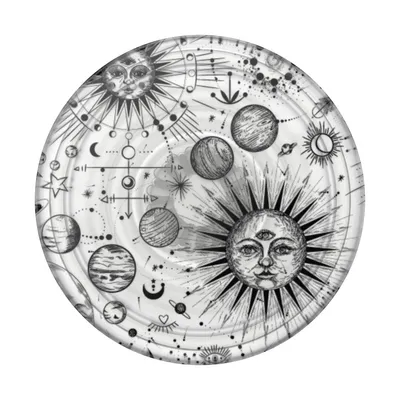 Produktbild von PopSockets PlantCore Grip Cosmic Sun, Griffigkeit, Schwarz, Grau, Durchscheinend, Universal, 1 Stück(e), 38,8 mm, 38,8 mm