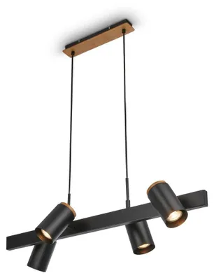 Immagine prodotto di Briloner DUTA Lampadario a sospensione, orientabile, attacco GU10, 4 luci, legno nero, 80 x 24,9 x 120 cm