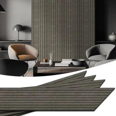 Produktbild von Schalldämmende PVC-Wandpaneelen, 40cm x 2,6m, selbstklebend, 3D-Visgraatmuster