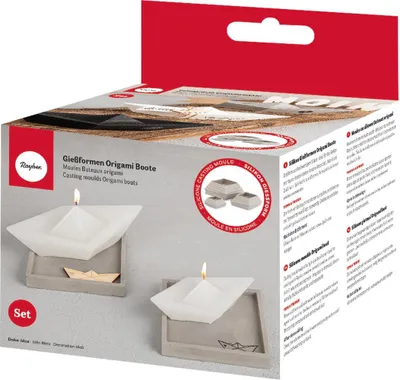 Productafbeelding van Rayher siliconen mal voor origami bootjes, 8 tot 16 cm, set van 3 stuks, inhoud 200 ml, gietvormenset