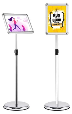 Immagine prodotto di Stand informativo COSTWAY A4 regolabile in altezza, set di 2 stand informativi, stand per poster girevole e orientabile, stand di presentazione con tappo per clienti (argento)