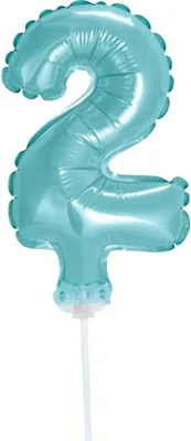Obrázek produktu pro Balón foliový číslice - 2 - SVĚTLE MODRÁ 12,5 cm s držákem