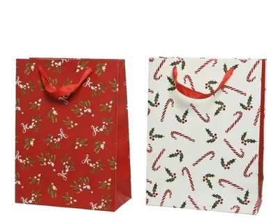 Produktbild von Weihnachtliche Geschenktaschen mit festlichen Motiven für stilvolle Verpackungen, 2 Stück