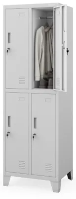 Produktbild von Umkleideschrank Spind BARTEK 4 Abteile Etikettenhalter Lüftungsschlitze | Umkleidespind Schließfachschrank Garderobenspind 172x55,9x45cm Grau