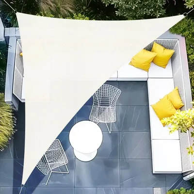 Immagine prodotto di Tenda parasole triangolare, impermeabile, crema, 5x5x7 metri, protezione UV del 95%, in poliestere