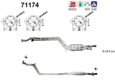 Immagine prodotto di Catalizzatore AS Kat compatibile con MERCEDES-BENZ berlina (W124) 71174