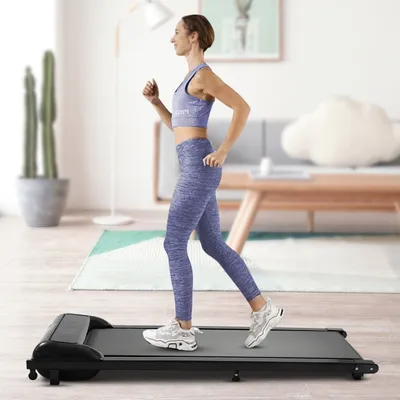 Image de Tapis de course 2 en 1 électrique Vélo d'appartement avec écran d'affichage LED Capacité de charge 100kg pour la maison Bureau 600W Noir