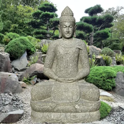 Produktbild von Stonox Buddha Figur Nagercoil Naturstein frostbeständig 70x60x100 cm