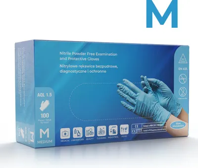 Produktbild von Puderfreie Nitrilhandschuhe 100 Stück Blau Grösse M Starke Handschuhe