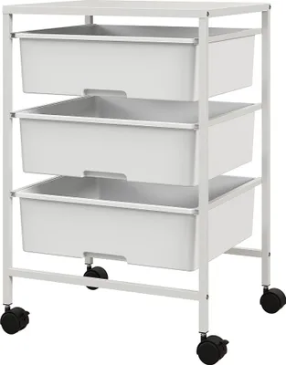Produktbild von Beistellwagen mit Rädern, 3 Körbe für Transport und Aufbewahrung, Küchenwagen, 40,8L x 33,5B x 60,5H cm, Weiß