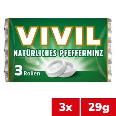 Produktbild von VIVIL Natürliches Pfefferminz Pastillen | 3er Pack