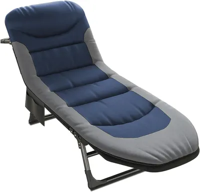 Obrázek produktu pro Skládací lehátko – polní lůžko pro kempování – relaxace venku – 6 poloh nastavení – 190 x 65 cm – modrá barva