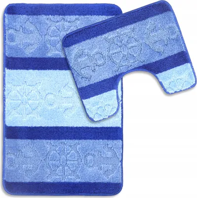 Produktbild von Badteppich Set 2-tlg. Malibu - Badezimmer Teppich Rutschfest & Weich - Badteppich, Badvorleger - Badematten Set Blau 50x80 cm