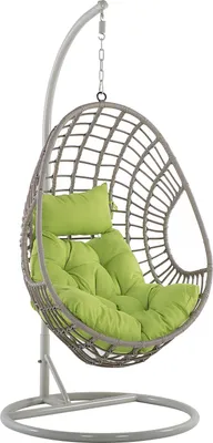 Produktbild von BELIANI Hängesessel Taupe Polyrattan mit Gestell inkl. Kissen modern Terrasse Balkon Kinderzimmer modern