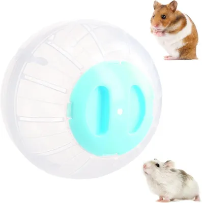 Imagen del producto de Pelota transparente para hámster, con un diámetro de 14,5 cm, que cuenta con orificios de ventilación, ideal para pequeños roedores
