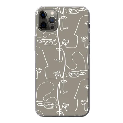 Produktbild von MuchoWow® Handyhülle Schutzhülle Hülle für iPhone 13 Pro Max Muster - Kopf - Strichzeichnung Silikon Softcase Handy Hülle - Mobiltelefon