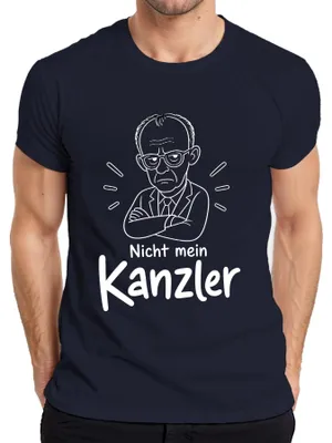 Productafbeelding van Nee, niet mijn kanselier Friedrich Merz. Politiek statement. Sarcastisch. CDU. Heren T-shirt, marineblauw, maat L