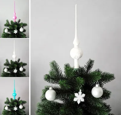 Produktbild von JACK Christbaumspitze Spitze Glas 28cm Eislack Glanz Matt Baumspitze Mundgeblasen Box, Farbe:Weiß Eislack
